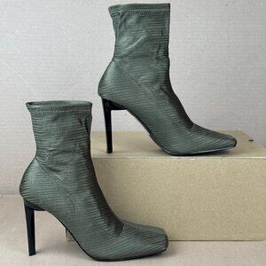 Topshop Women’s Ankle Boots Green Textured High Heel US 6 EU 37 New